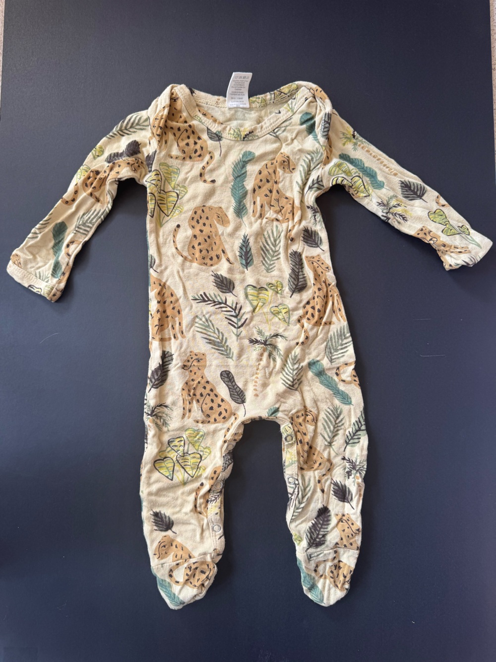 kate quinn Cream Leopard & Leaf Print One-Piece Footie